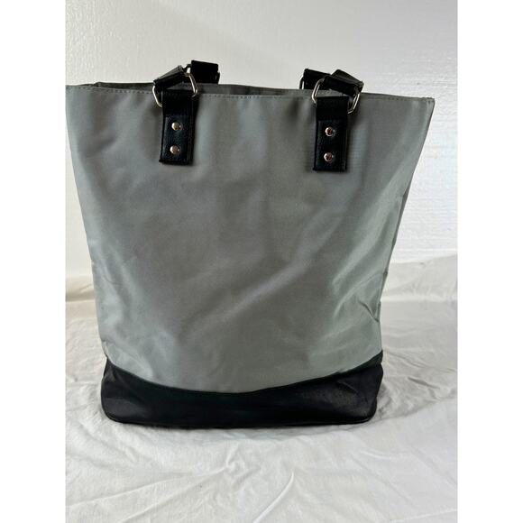 Calvin Klein Collection Nylon Tote Bag Silver with Black Trim - Picture 2 of 12